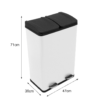 Poubelle de Recyclage 60L Double Blanche-Lire la description