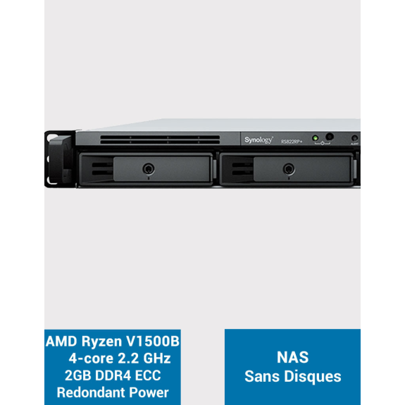Synology RackStation RS822RP+ Serveur NAS Rack 1U 4 baies (Sans disques) Synology RackStation RS822RP+ Serveur NAS Rack 1U 4 baies (Sans disques)-Lire la description
