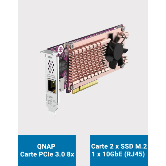 QNAP QM2-2P10G1TB Carte d'extension SSD double slot M.2 2280 & port réseau 10GbE QNAP QM2-2P10G1TB Carte d'extension SSD double slot M.2 2280 & port réseau 10GbE-Lire la description