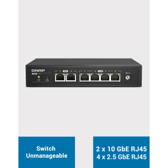 Switch QNAP 2 ports 10GbE RJ45 + 4 Ports 2.5 GbE RJ45 Switch QNAP 2 ports 10GbE RJ45 + 4 Ports 2.5 GbE RJ45-Lire la description