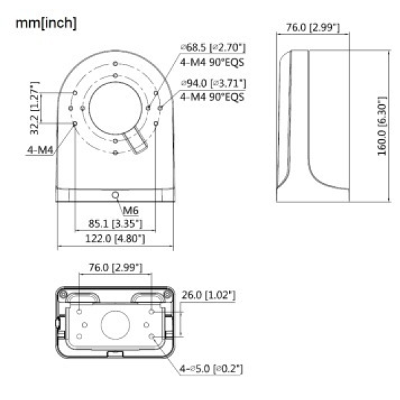 Dahua - PFB204W-B - Zubehör - Wandhalterung, Material: Aluminum, Wandhalterung, schwarz-Beschreibung lesen