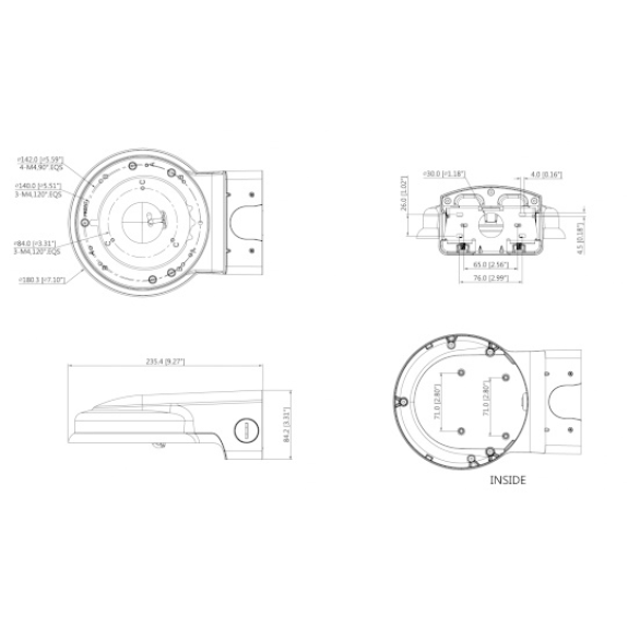 Dahua - PFB211W - Zubehör - Wandhalterung, - Material: Aluminium - Gewicht: 0,97kg -Maximale Traglast: 3kg - Abmessunge-Beschreibung lesen