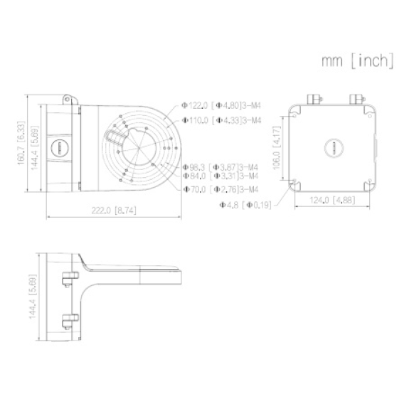 Dahua - PFB206W - Zubehör - Wandhalterung, Material: Aluminum, Wandhalterung, Maße (LxBxH) 222mm x 160,7mm x 144,4mm-Beschreibung lesen