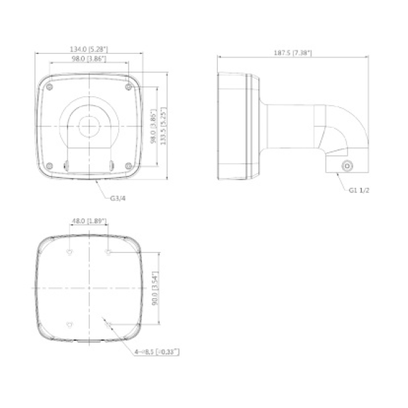 Dahua - PFB302S - Zubehör - Wandhalterung, Material: Aluminium, Wandhalterung, Modernes Design, Anschlussdosen Funktion-Beschreibung lesen