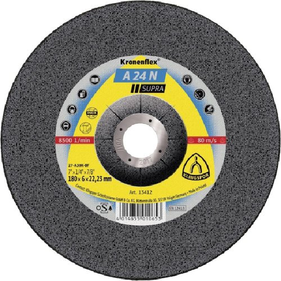 Schruppscheibe A24N Supra180x6mm gekr. Klingspor Schruppscheibe A24N Supra180x6mm gekr. Klingspor-Beschreibung lesen