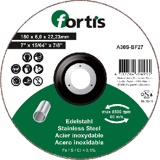 Schruppscheibe Edelstahl 180 x 6,0mm FORTIS-Beschreibung lesen