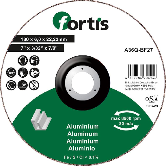Schruppscheibe ALU-NE 180 x 6,0mm FORTIS-Beschreibung lesen