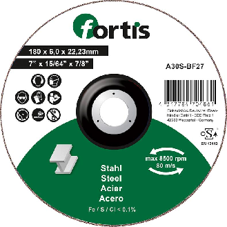 Schruppscheibe Stahl 180 x 6,0mm FORTIS-Beschreibung lesen