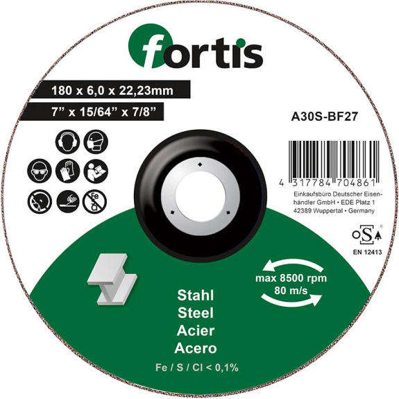 Schruppscheibe Stahl 180 x 6,0mm FORTIS-Beschreibung lesen