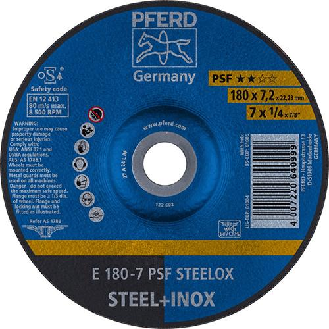 Schruppscheibe gekröpft PSFSTEELOX 180x7mm PFERD-Beschreibung lesen