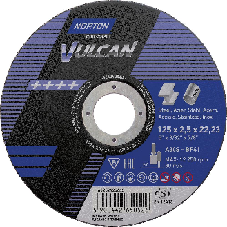 Trennscheibe Vulcan Stahl/Inox gerade 125x2,5-Beschreibung lesen