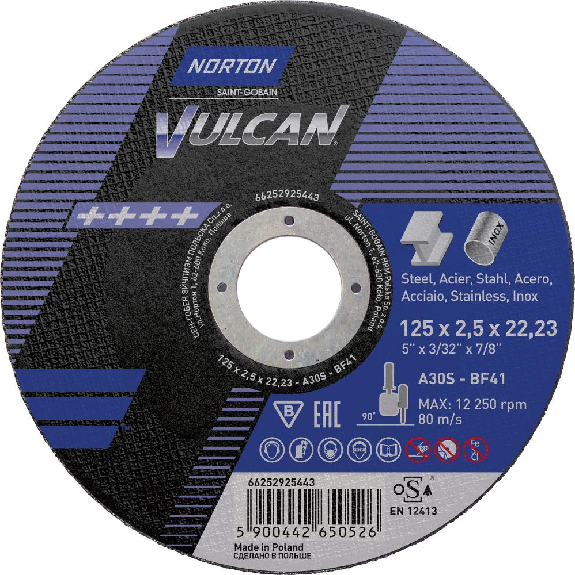 Trennscheibe Vulcan Stahl/Inox gerade 125x2,5-Beschreibung lesen