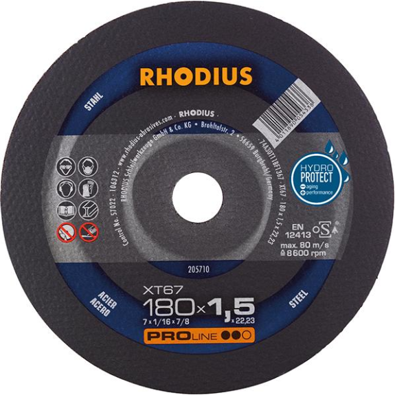 Trennscheibe XT67 180 x 1,5mm ger. Rhodius-Beschreibung lesen