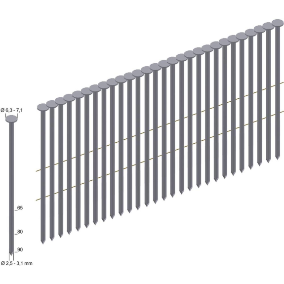 Coilnägel, 3600 PCS. CNW31 / 90BK-Lire la description