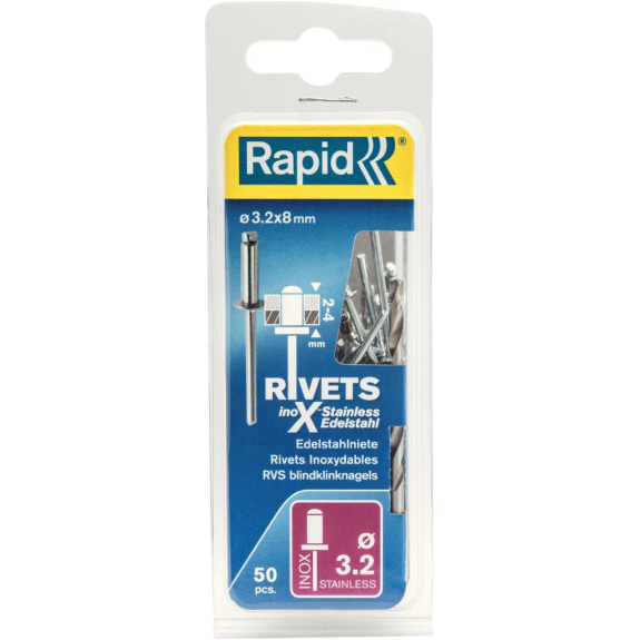 Blindniete rostfrei Ø 3,2 x 8 mm incl. Bohrer50 Stk. Blister Blindniete rostfrei Ø 3,2 x 8 mm incl. Bohrer50 Stk. Blister-Beschreibung lesen