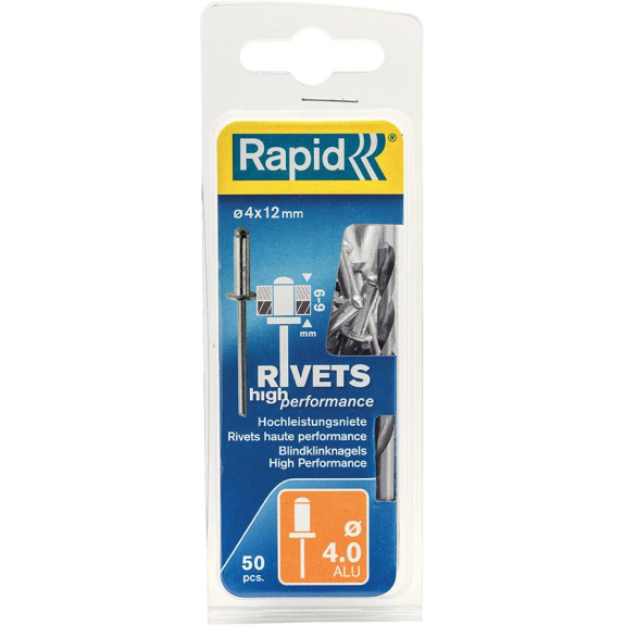 Blindniete Univl Ø 4 x 12 mm incl. Bohrer 50 Stk. Blister Blindniete Univl Ø 4 x 12 mm incl. Bohrer 50 Stk. Blister-Beschreibung lesen