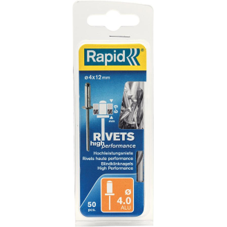 Blindniete Univl Ø 4 x 12 mm incl. Bohrer 50 Stk. Blister-Beschreibung lesen