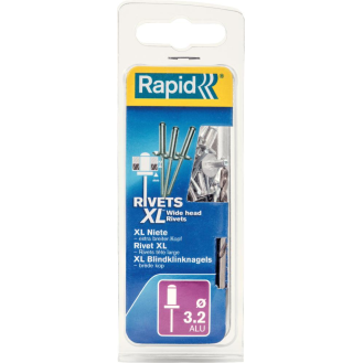 Blindniete Flachrundkopf Ø 3,2 x 8 mm + Bohrer 50 Stk. Blister-Beschreibung lesen