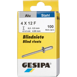Blindniet Alu/Stahl Flachrundkopf Mini-Pack 4x12mm a 100Stück-Beschreibung lesen