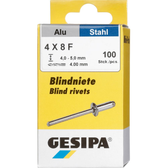 Blindniet Alu/Stahl Flachrundkopf Mini-Pack 4x8mm a 100Stück-Beschreibung lesen