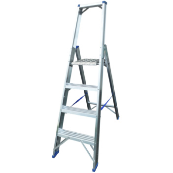 Escalera tijera con peldaños aluminio ATORN con plataforma y 4 peldaños, 1 cara Escalera tijera con peldaños aluminio ATORN con plataforma y 4 peldaños, 1 cara-Leer más