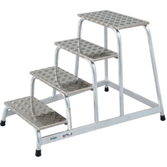 Escalera para máquina ATORN, aluminio, 4 peldaños, altura de plataforma de 0,8 -Leer más