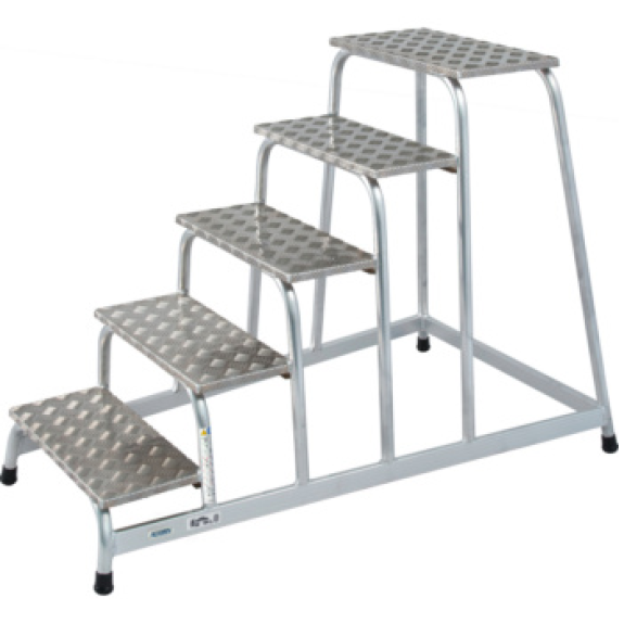 Escalera para máquina ATORN, aluminio, 5 peldaños, altura de plataforma de 1,0 -Leer más