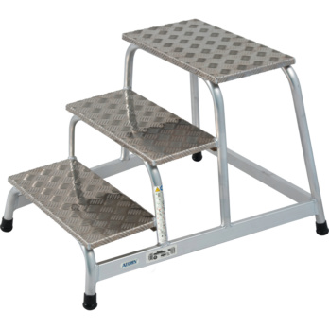 Escalera para máquina ATORN, aluminio, 3 peldaños, altura de plataforma de 0,6 -Leer más