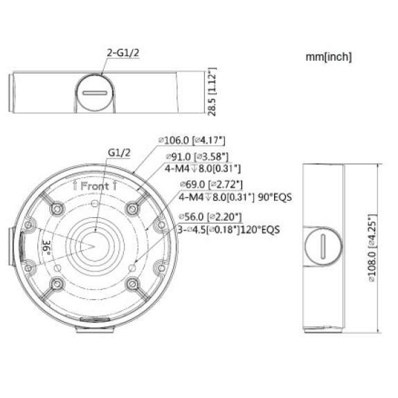 Dahua - PFA139-B - Zubehör - Anschlussdose, Material: Aluminum, Anschlussdose, Maße: 108.0 x 28.5mm, schwarz-Beschreibung lesen