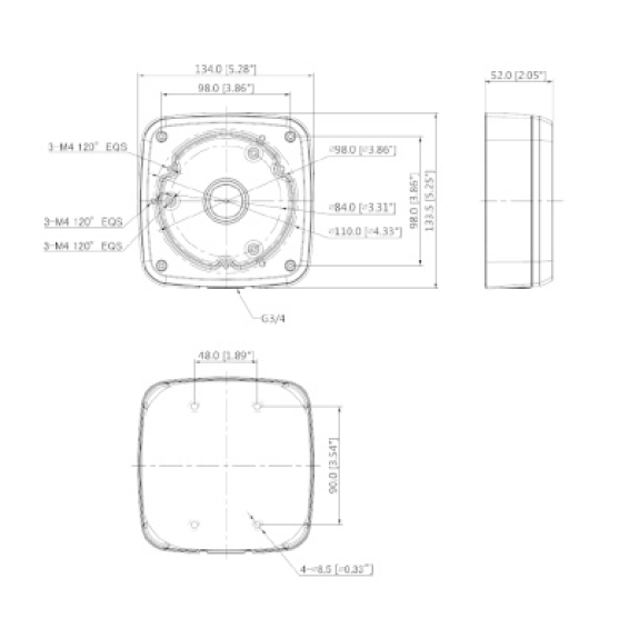 Dahua - PFA123 - Zubehör - Anschlussdose, Material: Aluminum, Anschlussdose, Modernes Design, IP66-Beschreibung lesen