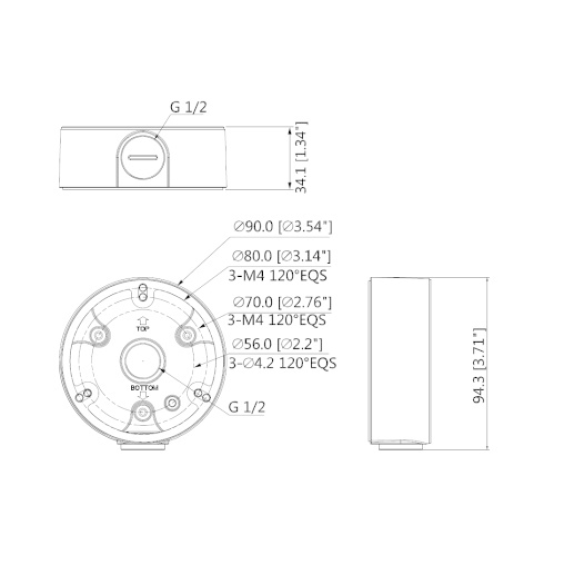 Dahua - PFA135 - Zubehör - Anschlussdose, Material: Aluminium, Anschlussdose, Modernes Design, Maße (Ø x H): 161 mm x 3-Beschreibung lesen