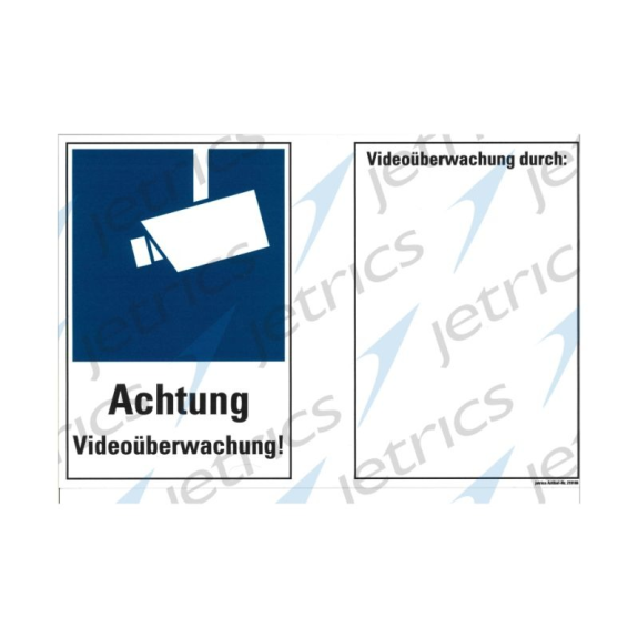 JETSIGN-VÜ-2030K/1 Jetrics, Schild, Kunststoff,  ZollAchtung Videoüberwachung! Zoll, gemäß EU-DSGVO, ca. A4-Beschreibung lesen