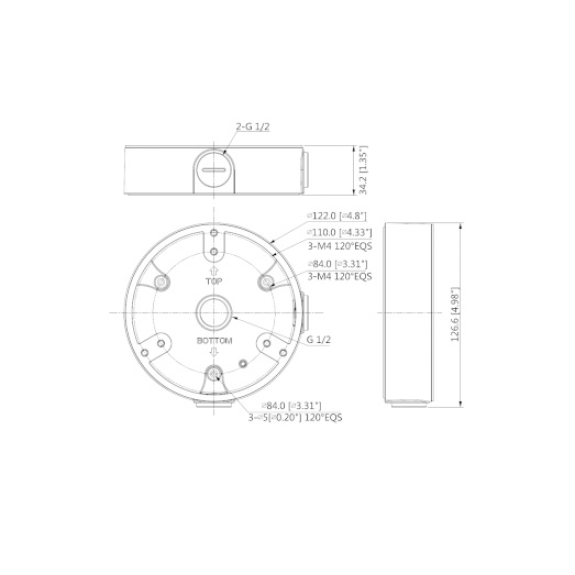 Dahua - PFA137-B - Zubehör - Anschlussdose, Material: Aluminium, Anschlussdose, Modernes Design, Maße (Ø x H): 122 mm x-Beschreibung lesen