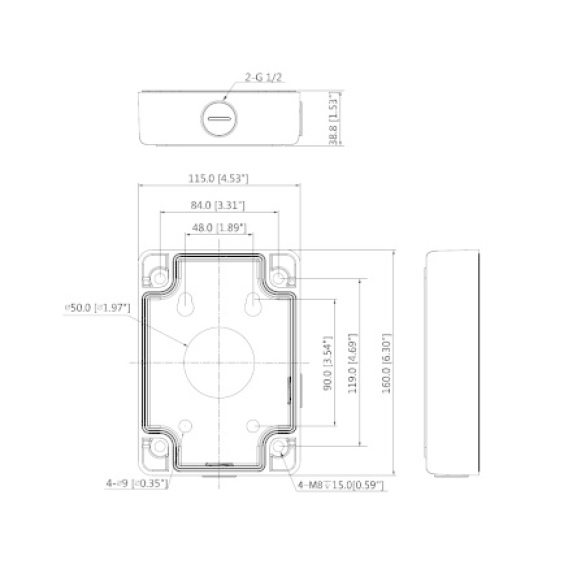 Dahua - PFA120 - Zubehör - Anschlussdose, Material: Aluminium, Anschlussdose, Modernes Design, Maße (L x B x H): 115 mm-Beschreibung lesen