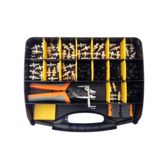 CaP-KIT HD Starter Telecom & Security, BNC Steckverbinder HD-TVI Starter Kit mit 50 Steckern, Werkzeuge-Beschreibung lesen