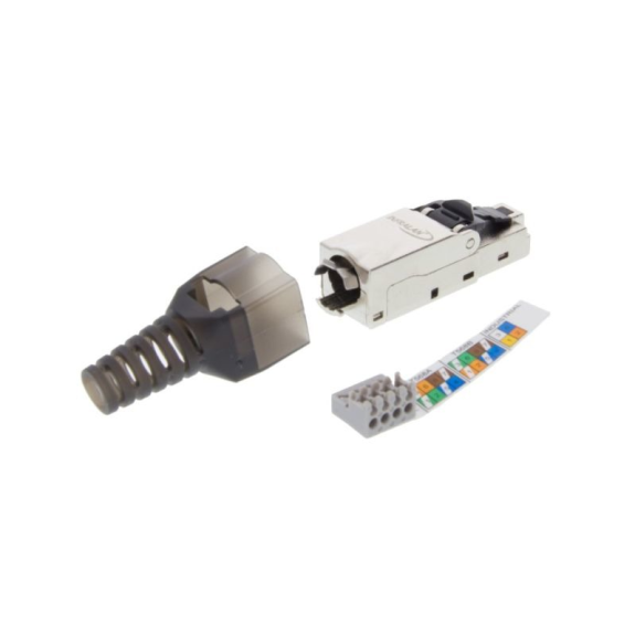 jetcon-RJ45S-Cat6-FC Jetrics, RJ45 Stecker STP, Cat.6, AWG22-27, feldkonfektionierbar, schwarz-Beschreibung lesen