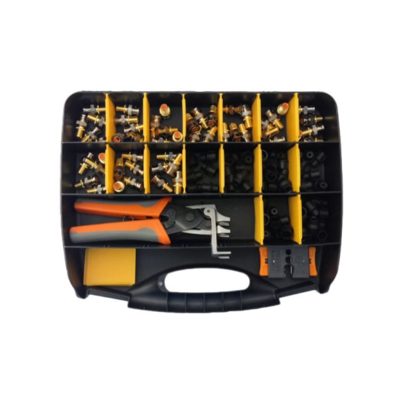 CaP-KIT HQ Starter Telecom & Security, BNC Steckverbinder HD-SDI, Starter Kit mit 50 Steckern, Werkzeuge-Leggi tutto