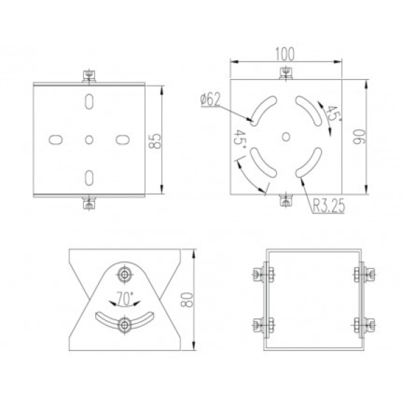 Dahua - ZAZ100W - Adapter- Ex-Proof, Material: 304 Rostfreier Stahl, Halterung Adapter, Maße (B x H x T): 100 mm x 80 m Dahua - ZAZ100W - Adapter- Ex-Proof, Material: 304 Rostfreier Stahl, Halterung Adapter, Maße (B x H x T): 100 mm x 80 m-Beschreibung lesen