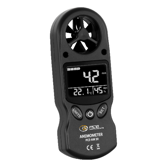PCE Instruments Anemometer PCE-AM 30 |Messbereich 30 m/s |Auflösung 0,1 m/s |Messgenauigkeit: ± 5%-Beschreibung lesen