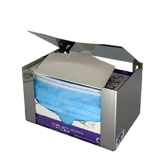 Distributeur inox avec volet de protection de masques chirurgicaux-Lire la description