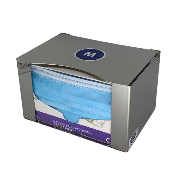 Distributeur inox avec volet de protection de masques chirurgicaux Distributeur inox avec volet de protection de masques chirurgicaux-Lire la description