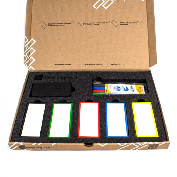 Set aus 100 magnetischen Etiketten mit farbigem Rand-Beschreibung lesen