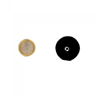 Plot magnétique antiglisse à trou taraudé - Diamètre 22mm - Puissance 4,5kg - Filetage M4-Lire la description