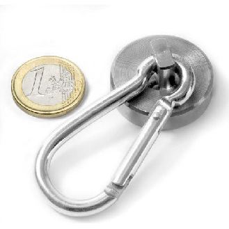 Moschettone magnetico con magnete da 32 mm di diametro - Portata 34 kg-Leggi tutto
