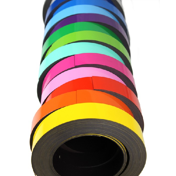 Bande magnétique couleur revêtement feutre effaçable - 10m x 5cm-Lire la description