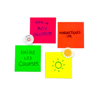 Mémo magnétique fluo format Post-it compatible feutre effaçable-Lire la description