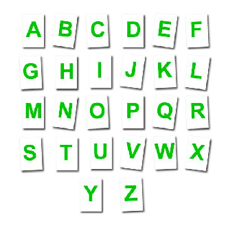 Letra magnética verde sobre fondo blanco - Altura 20cm-Leer más