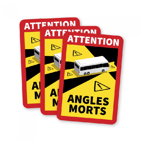 Lot de 3 Magnets affichage angle mort pour bus et camping car-Lire la description
