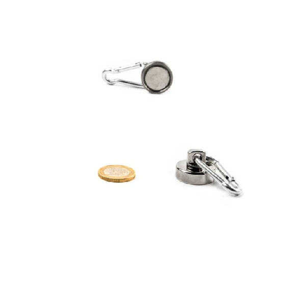 Magnetischer Karabinerhaken mit Magnet Durchmesser 25mm - Leistung 25kg-Beschreibung lesen