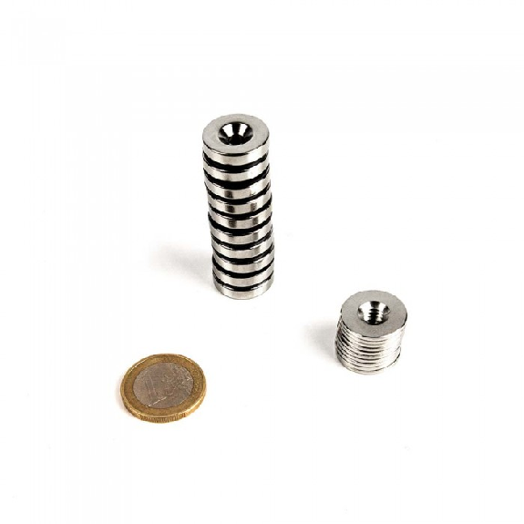Kit de fixation magnétique à visser - 10 aimants et 10 contreparties diamètre 18mm-Lire la description